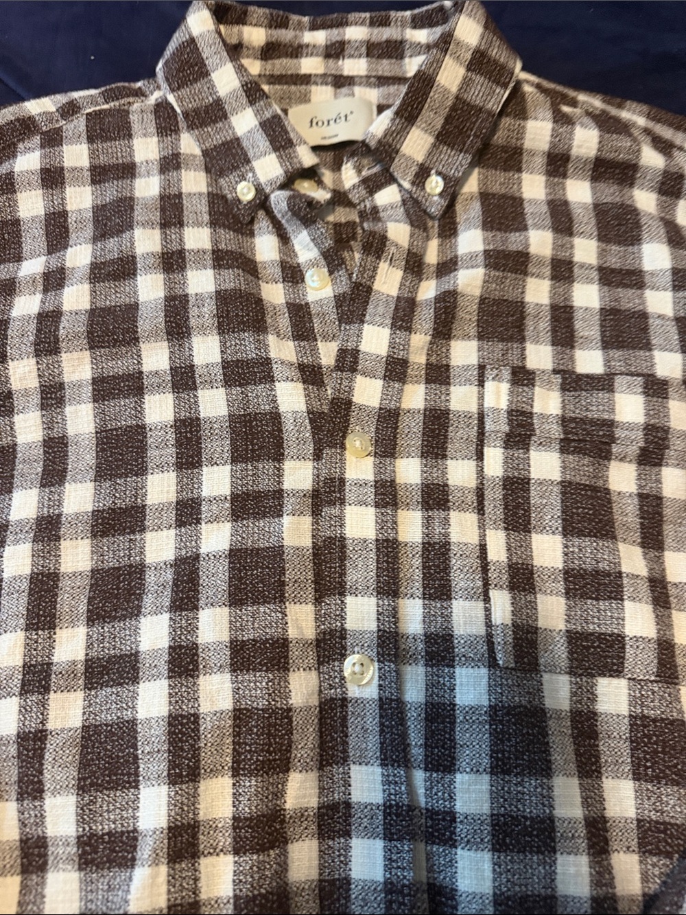Foret Brown and Cream Plaid Button-Down Shirt